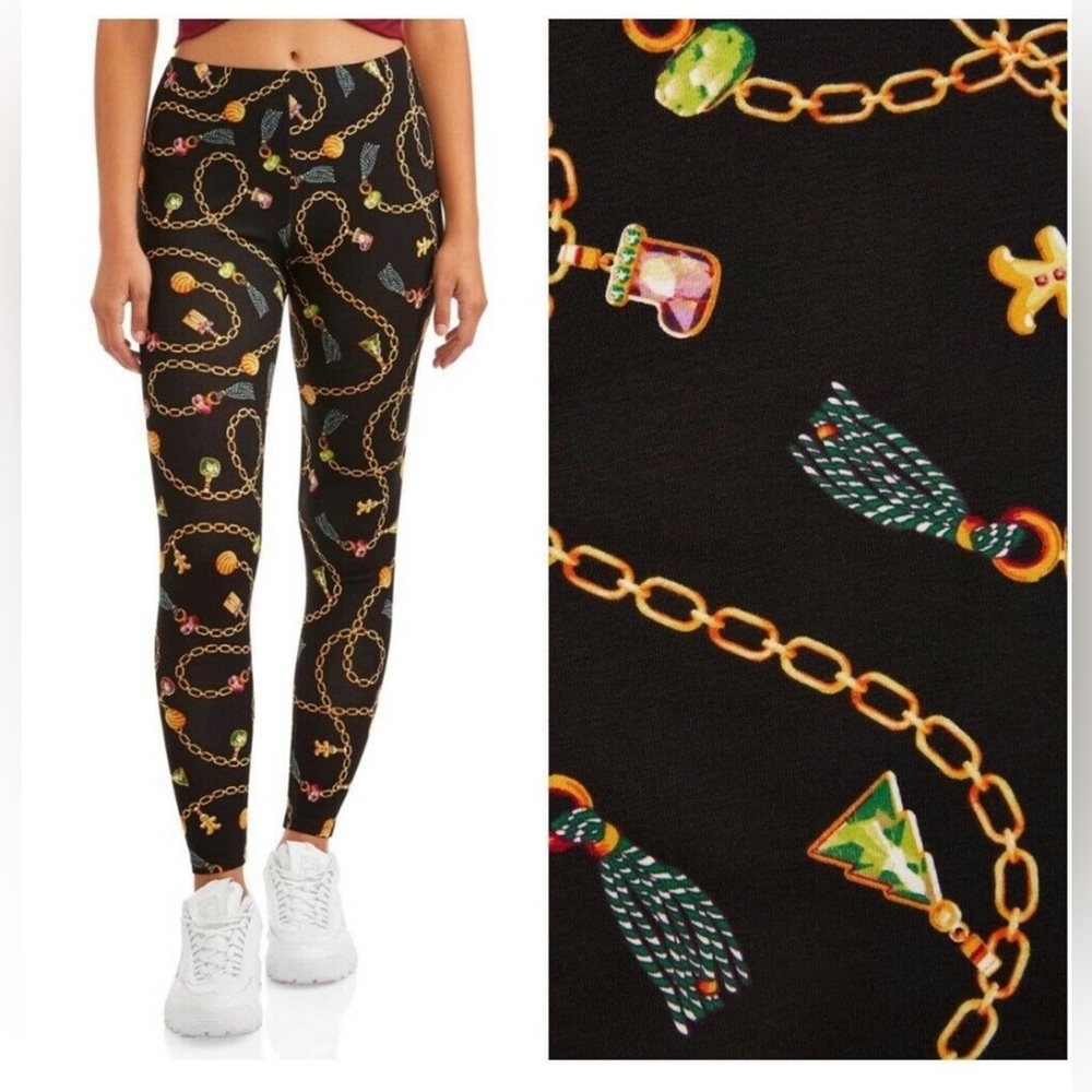 NWT Christmas Gingerbread Charms Jewelry Leggings New  Size XS 1 No Boundaries